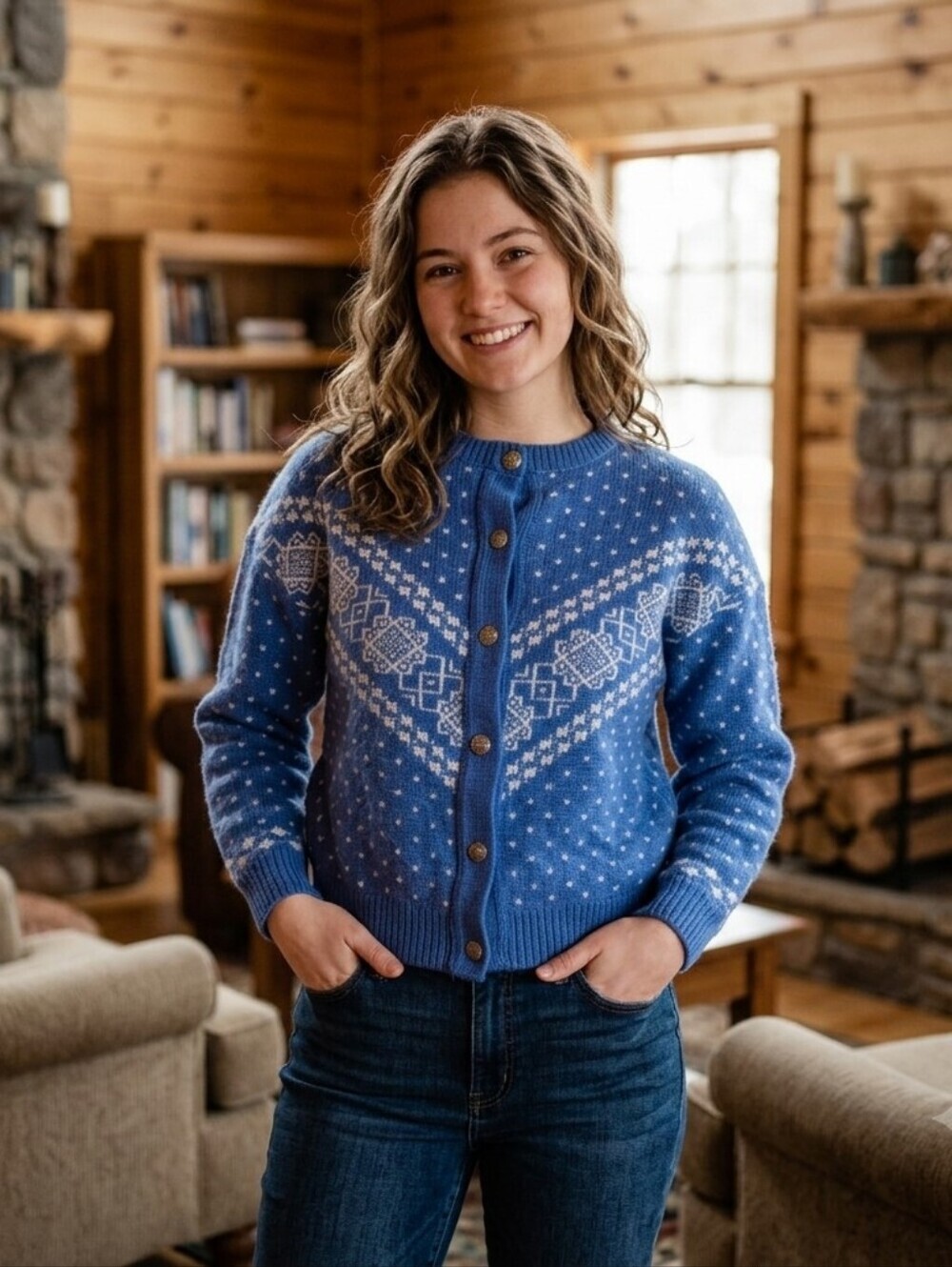 Pendleton Pure Virgin Wool Blue Cardigan Sweater Size S/M
